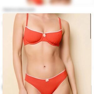 Coral Ribbed Bikini